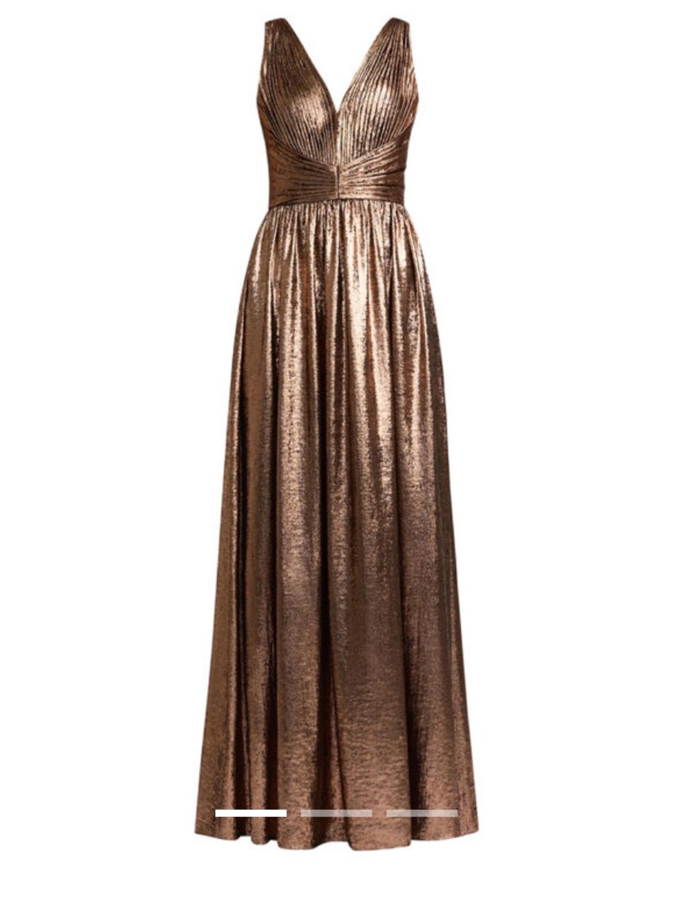 Zac Posen Metallic Rose Gold Pleated Maxi Gown - Picture 3 of 4